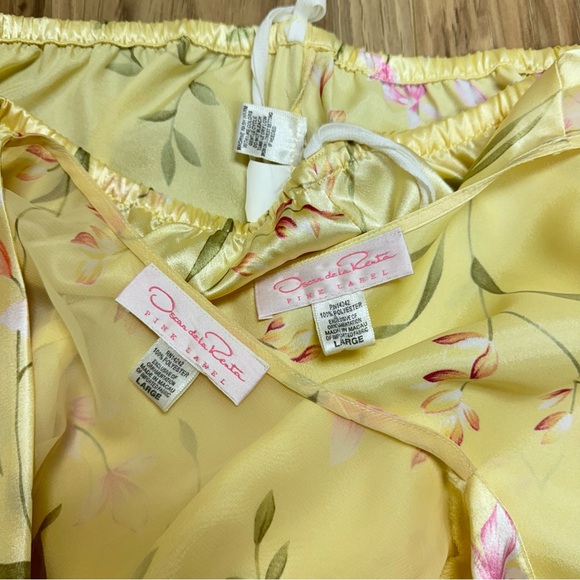 Oscar de la Renta Pink label Peignoir Top Kimono Robe Pant set Floral Print L - Picture 15 of 17